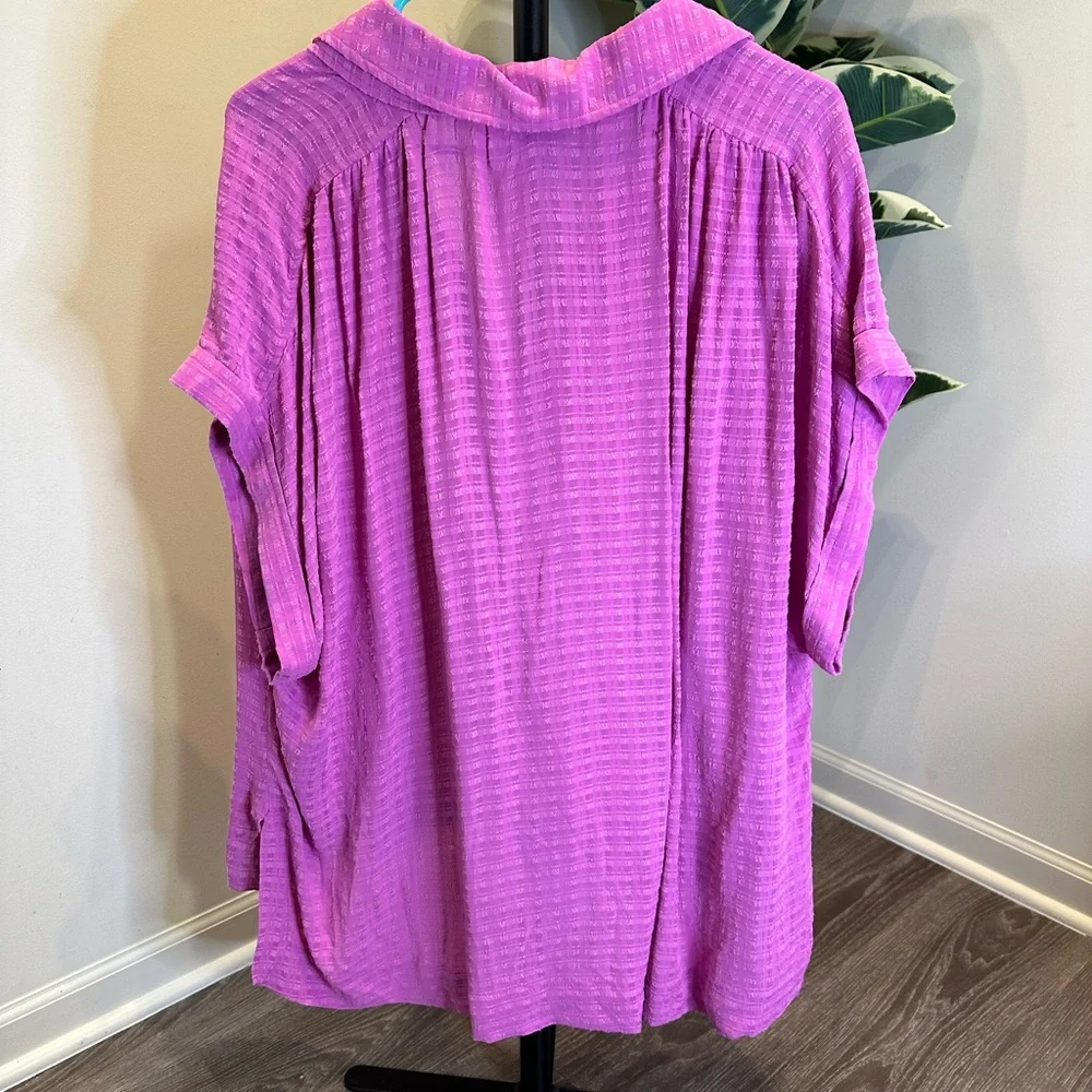 Wonderly Vibrant Purple V-Neck Blouse - Picture 2 of 2